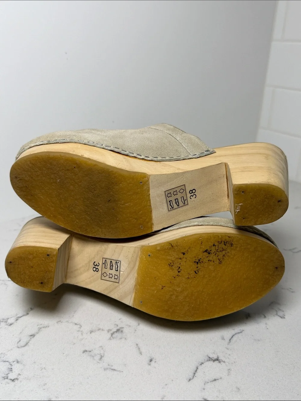 Free People Taupe Suede Wedge Mule Clogs